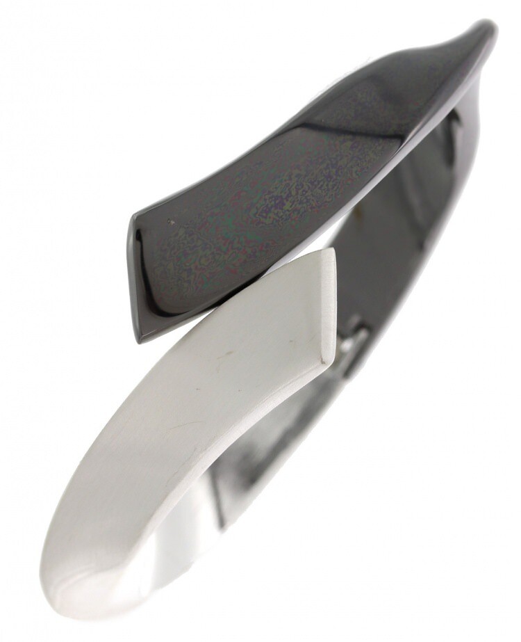 Matte Silver/Black Curve Metal Hinge Bracelet
