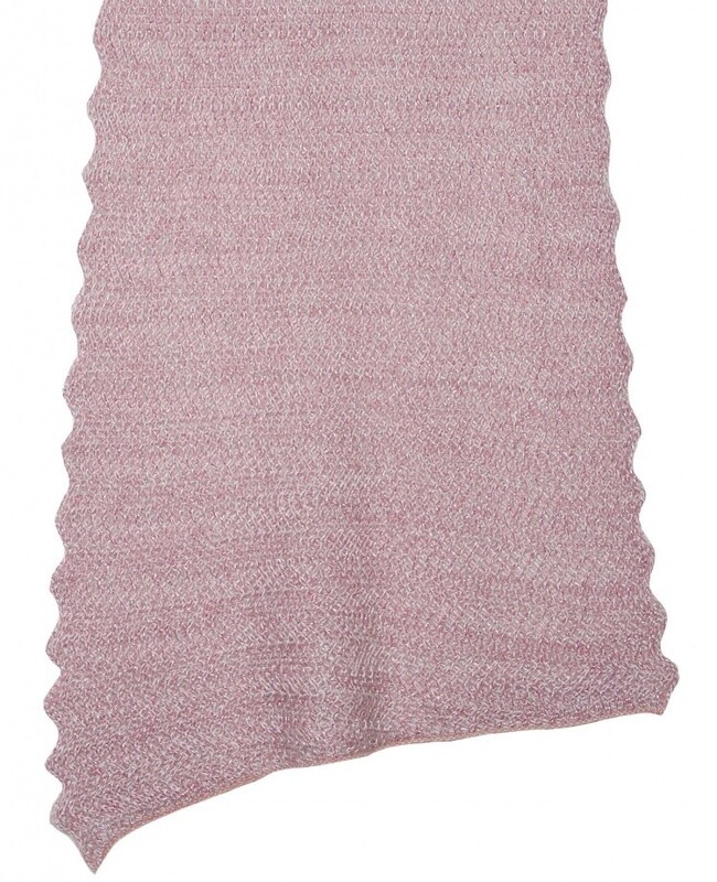Pink Acrylic Knit ZigZag Metallic Scarf