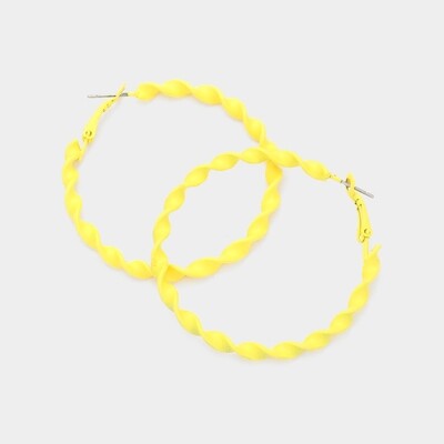 Yellow Twisted Hoop Earrings