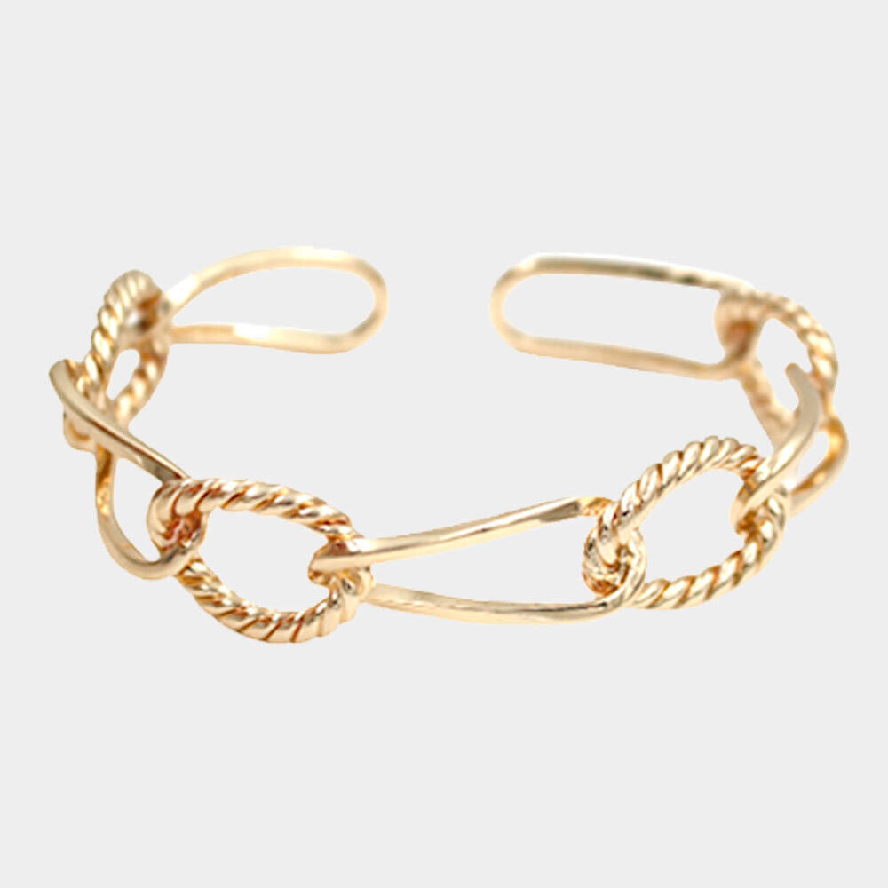 Brass Open Metal Link Cuff Bracelet