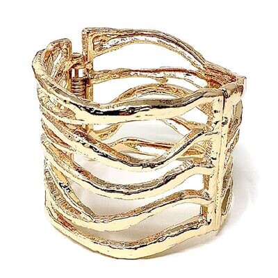 Chunky Statement Abstract Metal Hinged Bracelet