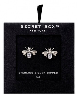 24KT White Gold Dipped Honeybee CZ Earring Set