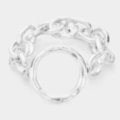 Hammered Open Metal Circle Stretch Bracelet Hammered Open Metal Circle Stretch Bracelet