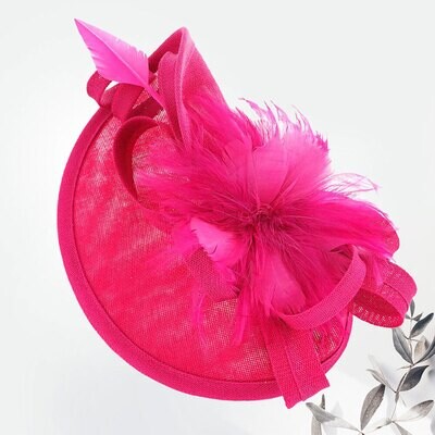 Fuchsia Feather Mesh Fascinator / Headband