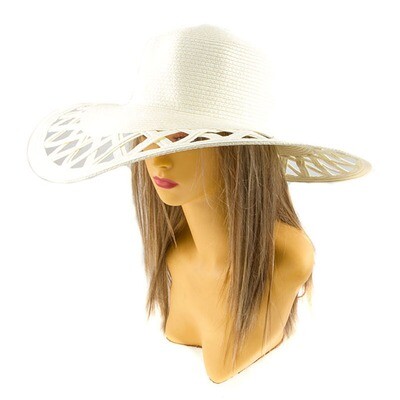 White Cutout Detail Beach Hat