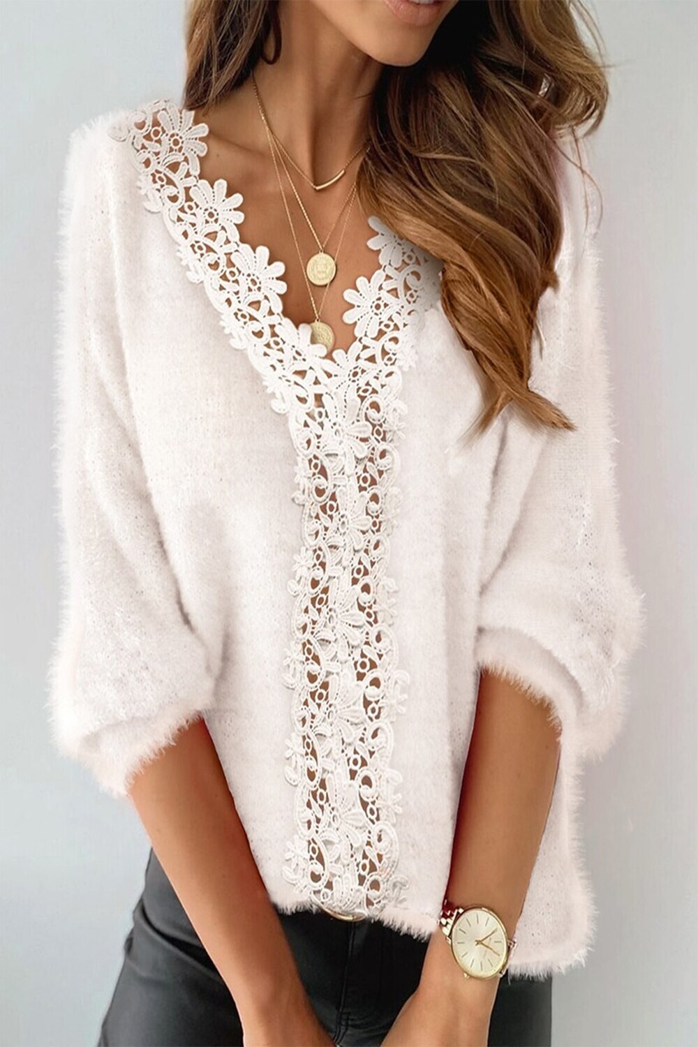 Ivory Super Soft Lace Detail Sweater