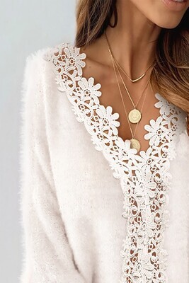 Ivory Super Soft Lace Detail Sweater