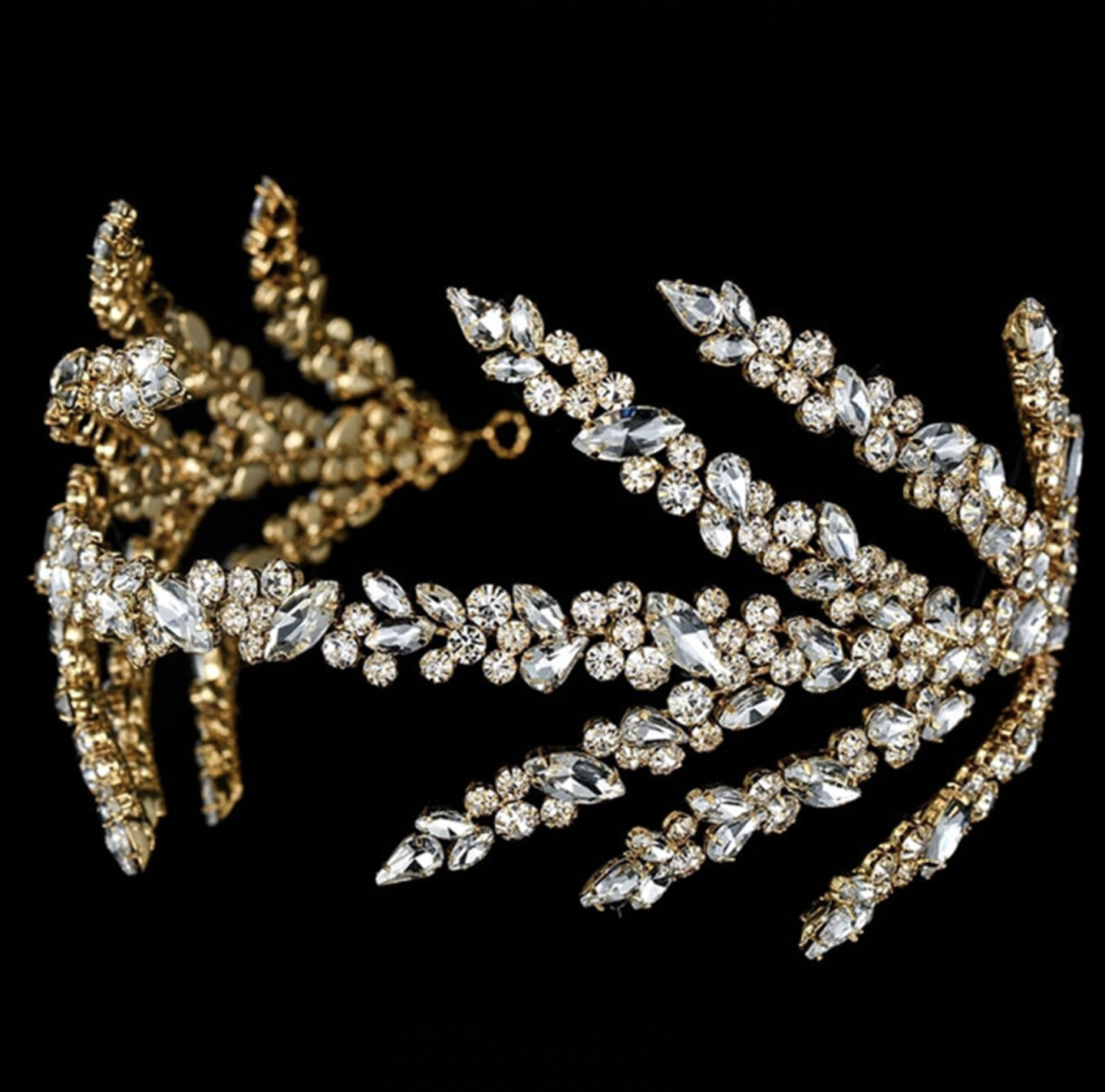 Beautiful Multi Shaped Rhinestone Branch Headpiece, Color: Gold