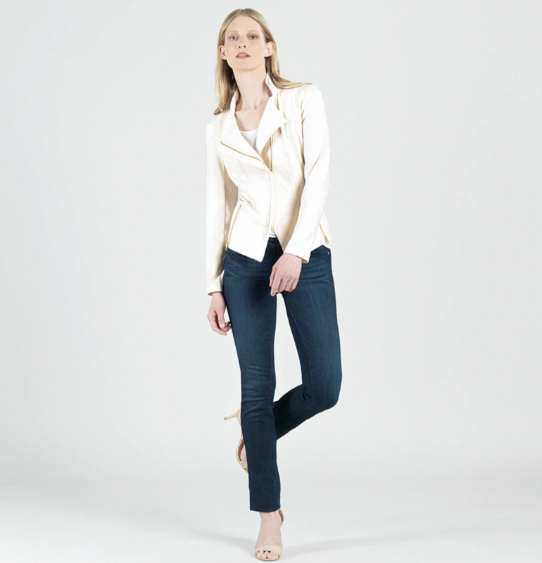 Ivory Liquid Leather Clara Sun Woo Jacket