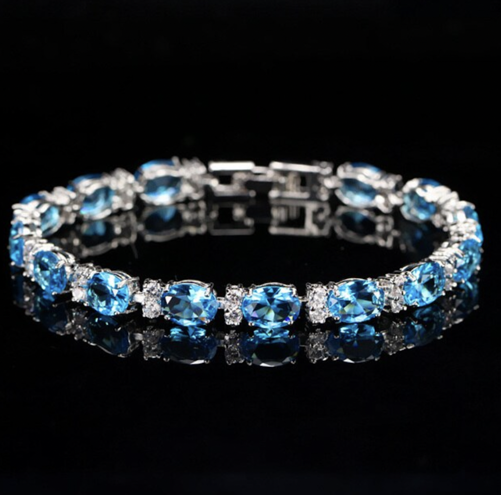 Oval Colored AAA Cubic Zirconia Formal Bracelet