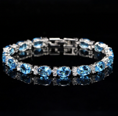 Oval Colored AAA Cubic Zirconia Formal Bracelet