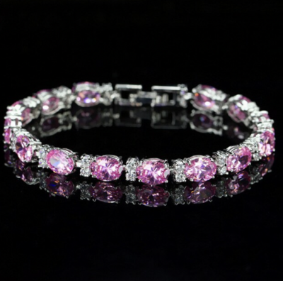Oval Colored AAA Cubic Zirconia Formal Bracelet