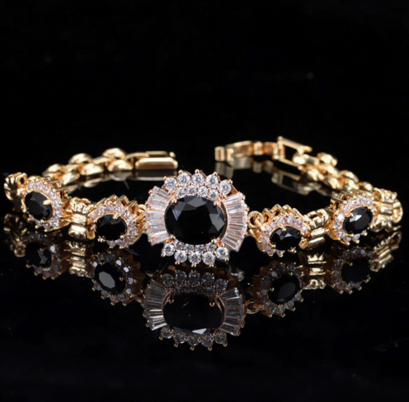 CZ Oval Stone Gold Plated Link Bracelet