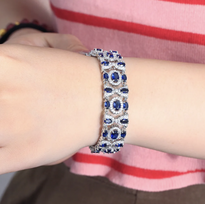 Navy & Clear AAA Cubic Zirconia Vintage Formal Cuff Bracelet