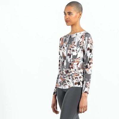 Rose Grey Tile Butter Knit Textured Side Twist Top