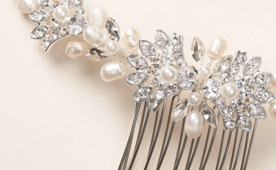 Spectacular Pearl/Crystal Back Piece Hair Comb