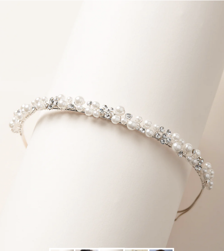 Pearl Small Round Crystal Delicate Formal Headband