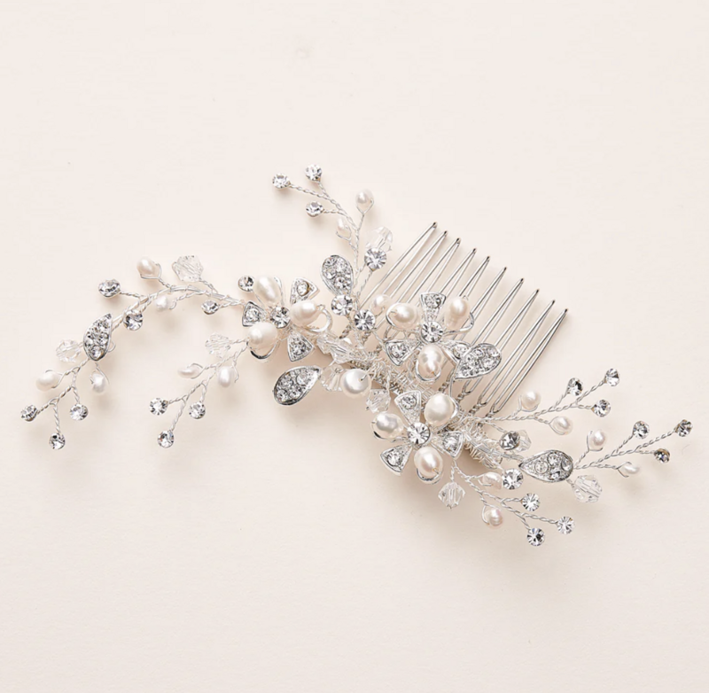 Freshwater Pearl/Crystal Floral Hair Comb