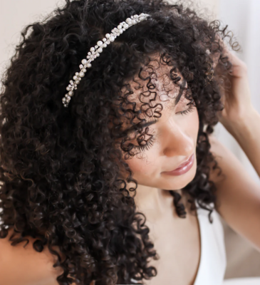 Pearl Small Round Crystal Delicate Formal Headband