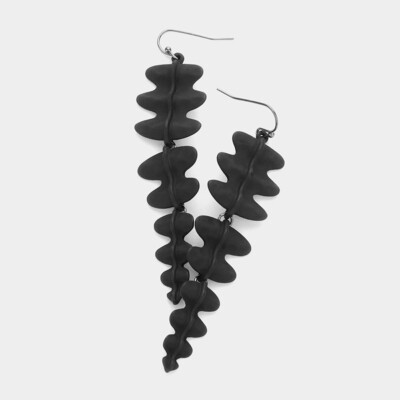 Matte Black Abstract Metal Link Dangle Earrings