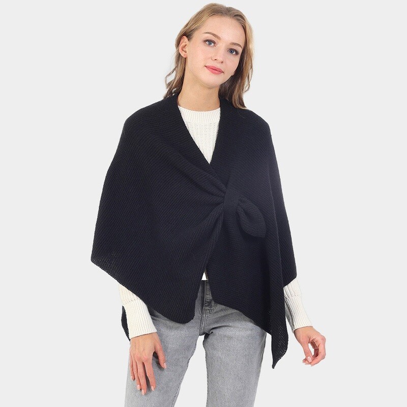 Solid Knit Pull Through Cape Poncho