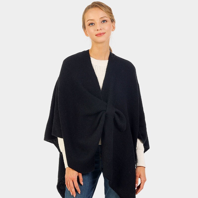 Solid Knit Pull Through Cape Poncho