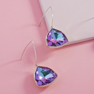 Lavender Geometric Angled Stone Dangle Earrings