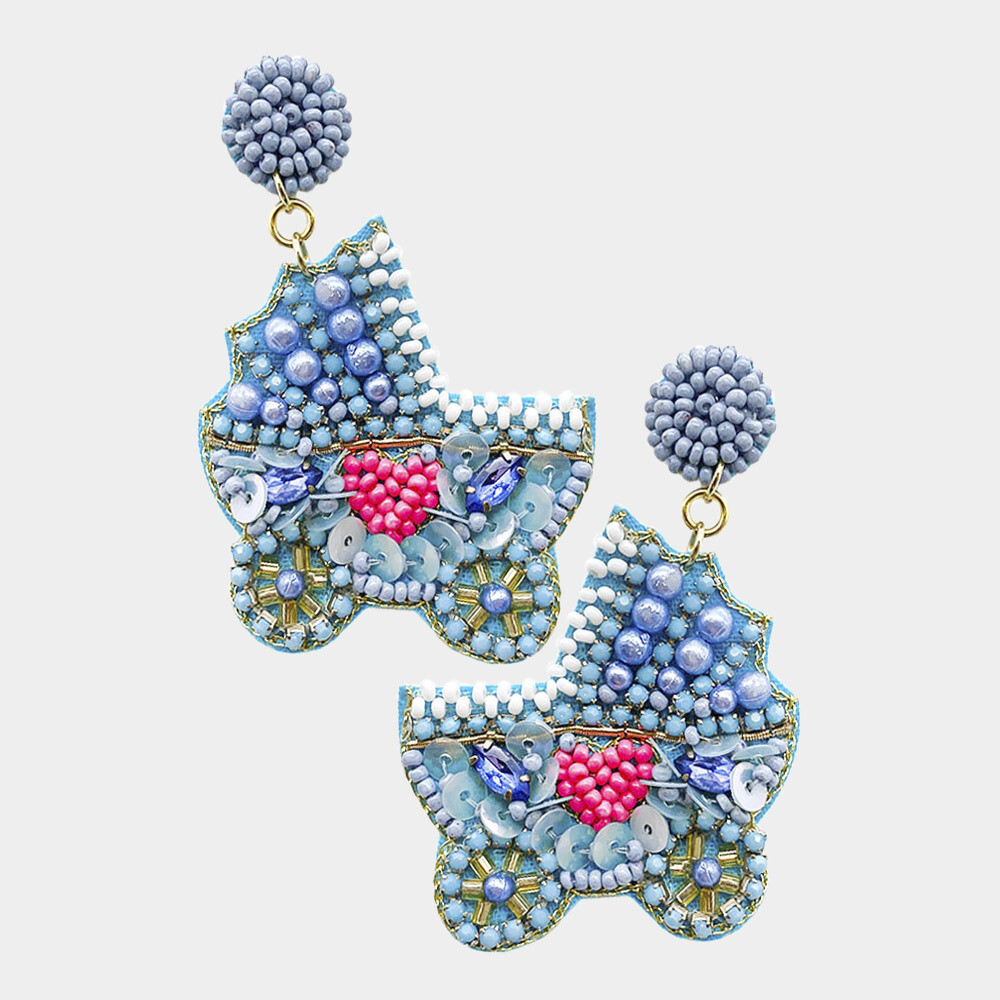 Felt Back Pearl Beaded Stroller Dangle Earrings