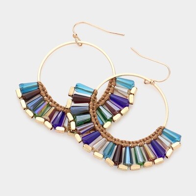 Open Metal Circle Bead Trimmed Dangle Earrings