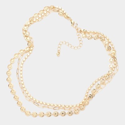 Metal Chain Triple Layered Necklace