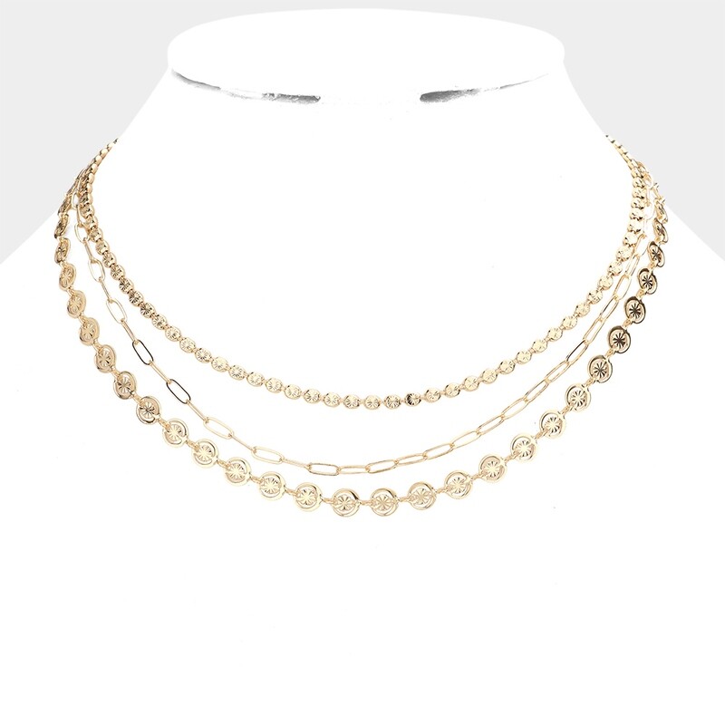 Metal Chain Triple Layered Necklace