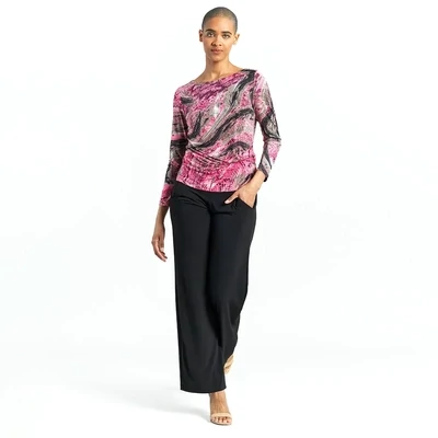 Abstract Python Butter Knit Side Twist Top