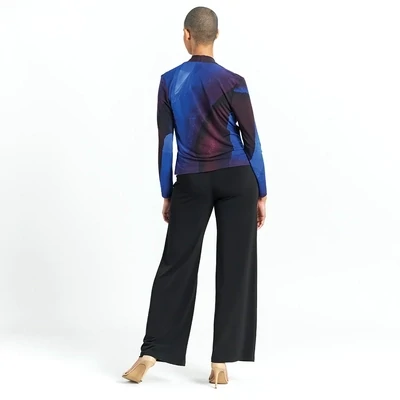 Purple Watercolor Crossover Faux Wrap Top