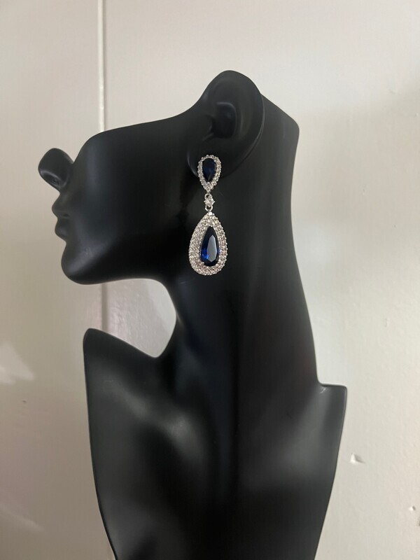 Blue Water Drop AAA Cubic Zirconia Formal Earring