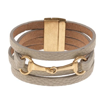 Designer Inspired Faux Leather Magnetic Bracelet