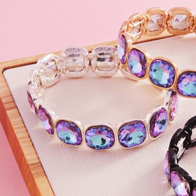 Cushion Square Stone Stretch Bracelet