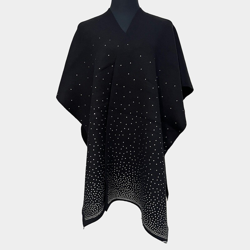 Embellished Solid Ruana Poncho