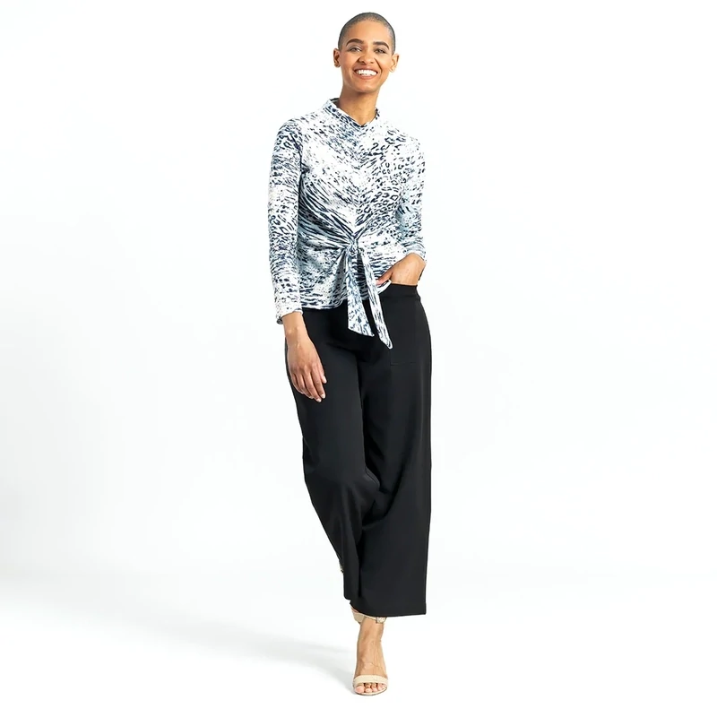Cozy Shimmer Texture Center Front Tie Sweater Top