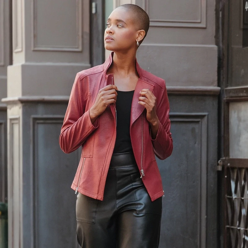 Ruby Liquid Leather Signature Jacket