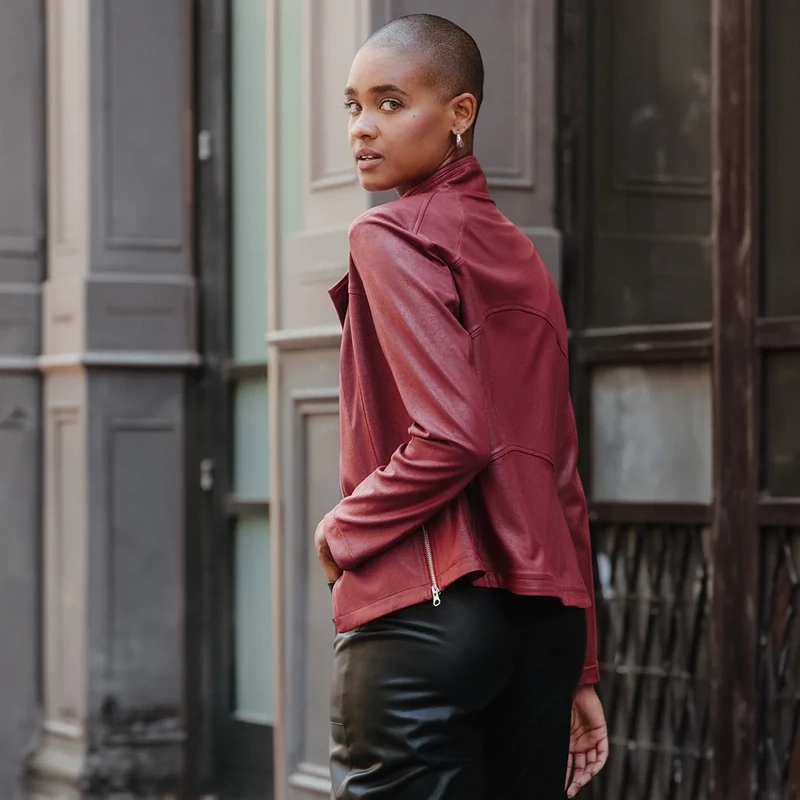 Ruby Liquid Leather Signature Jacket