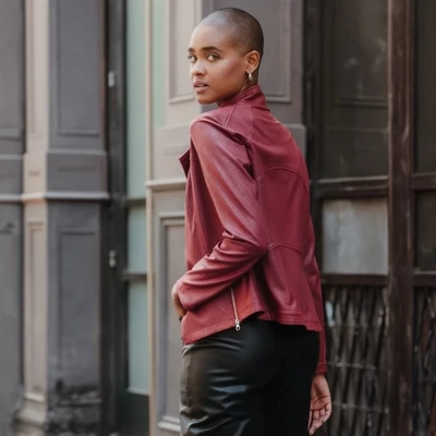 Ruby Liquid Leather Signature Jacket
