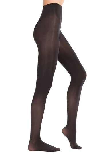 Black Solid High Waist Tights