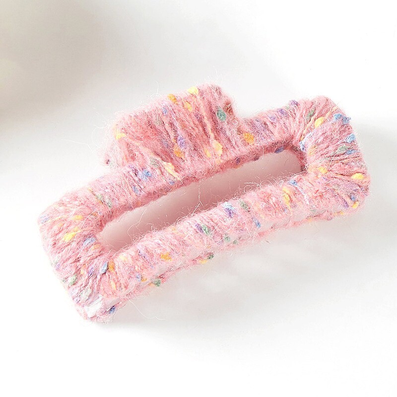 Wrapped Colorful Thread Rectangle Hair Claw Clip