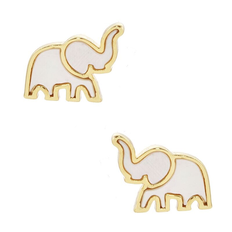 Gold Dipped Mother of Pearl Elephant Stud Earrings