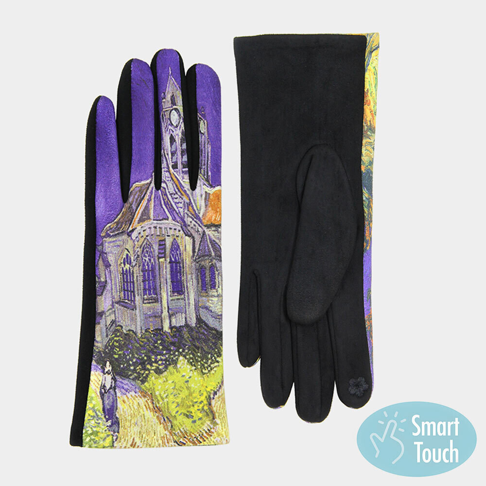 Church at Auvers Print Smart Touch Gloves