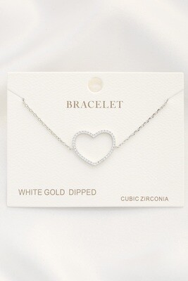 Gold Dipped Cubic Zirconia Heart Bracelet