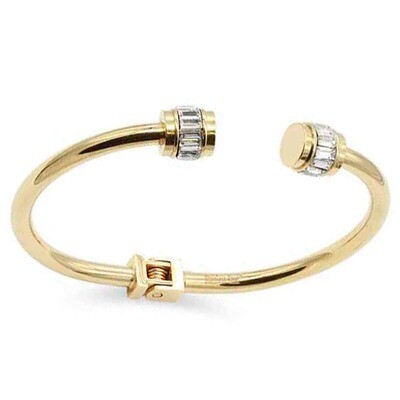 Designer Inspired Hinge Bangle CZ Baguette Finish