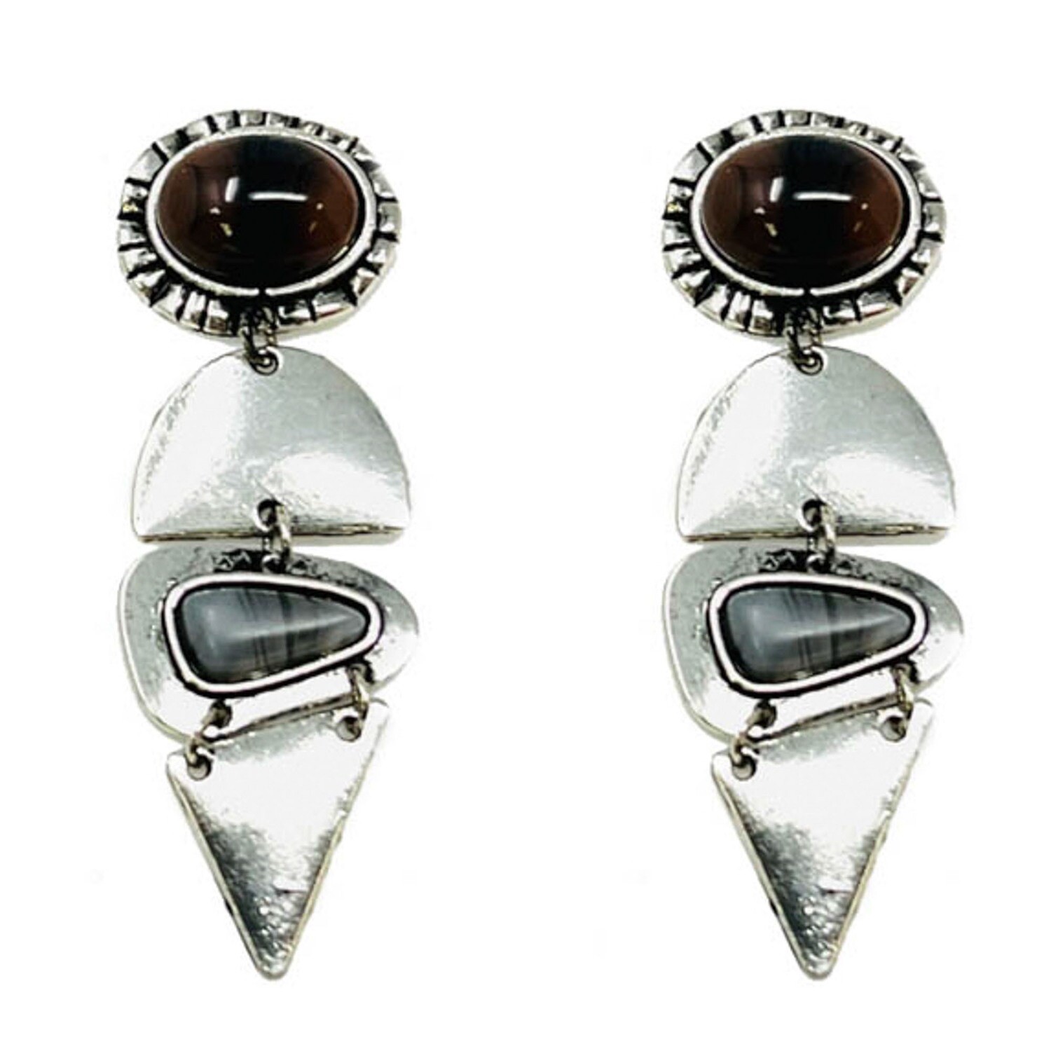 Geometric Oval Metal Dangle Earring