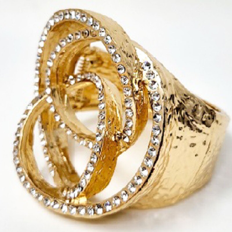 Large Rhinestone Rose Hinge Statement Bracelet