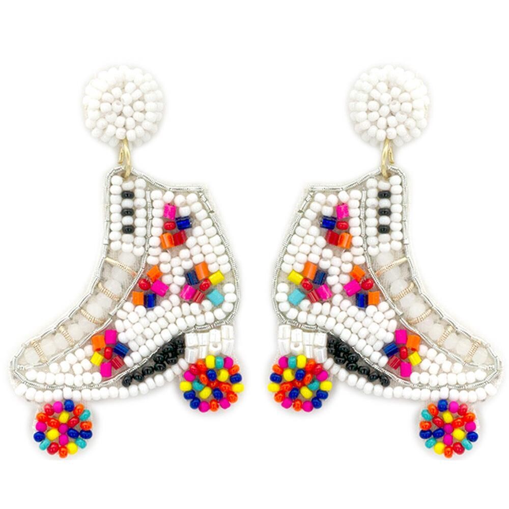 Roller Skate Seed Bead Dangle Earrings